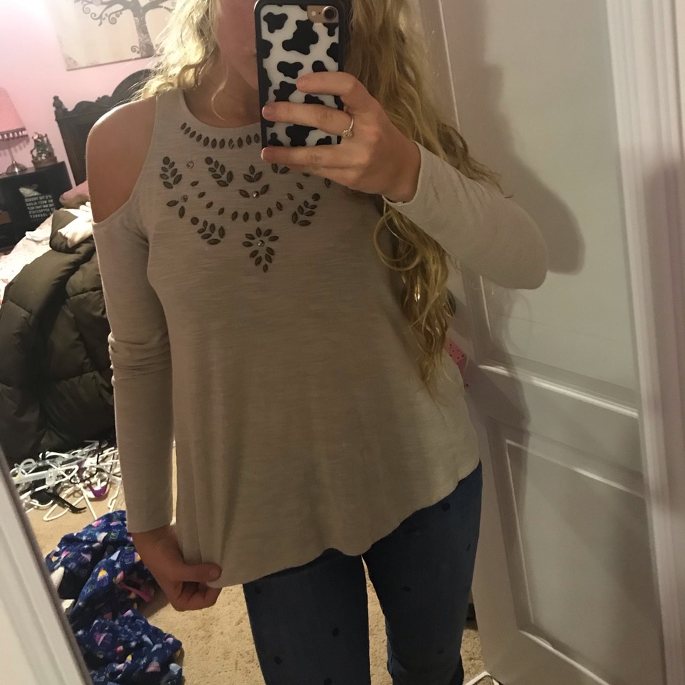 Open shoulder Beaded top
